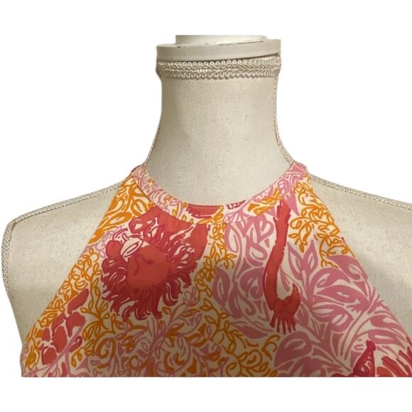 Lilly Pulitzer Poppy Pink "Party Animals" Drinking Cocktails Shift Dress, Size 6 - Picture 4 of 5
